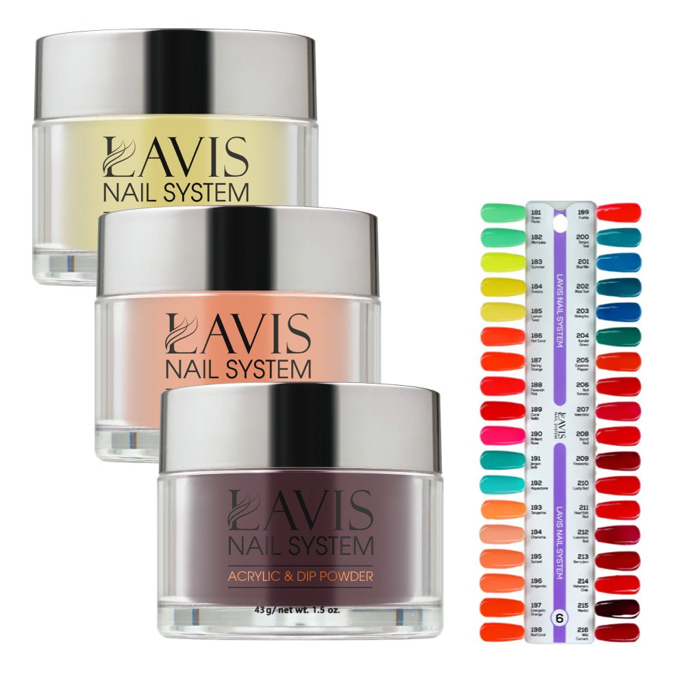 Lavis Acrylic & Dip Powder Part 6 (36 Colors): 181 - 216 - 1.5oz - DTK Nail Supply