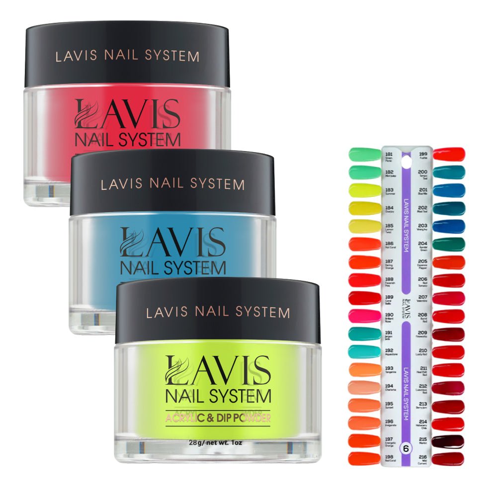 Lavis Acrylic & Dip Powder Part 6 (36 Colors): 181 - 216 - 1oz - DTK Nail Supply