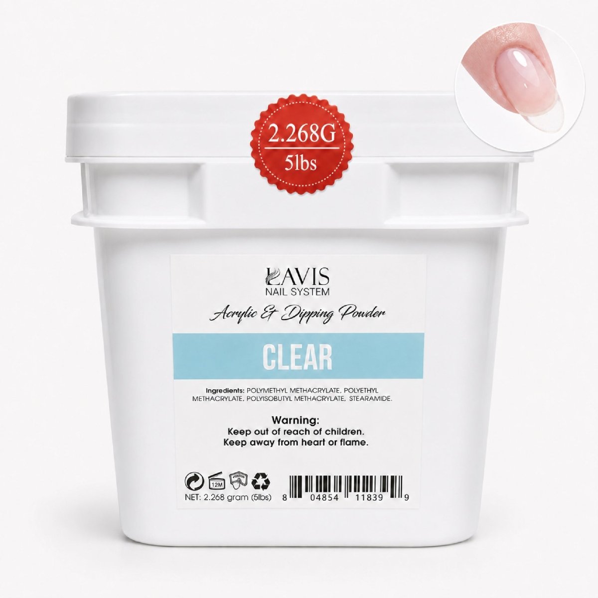 Lavis Acrylic & Dipping Powder - Clear - 80oz (5lbs) - DTK Nail Supply