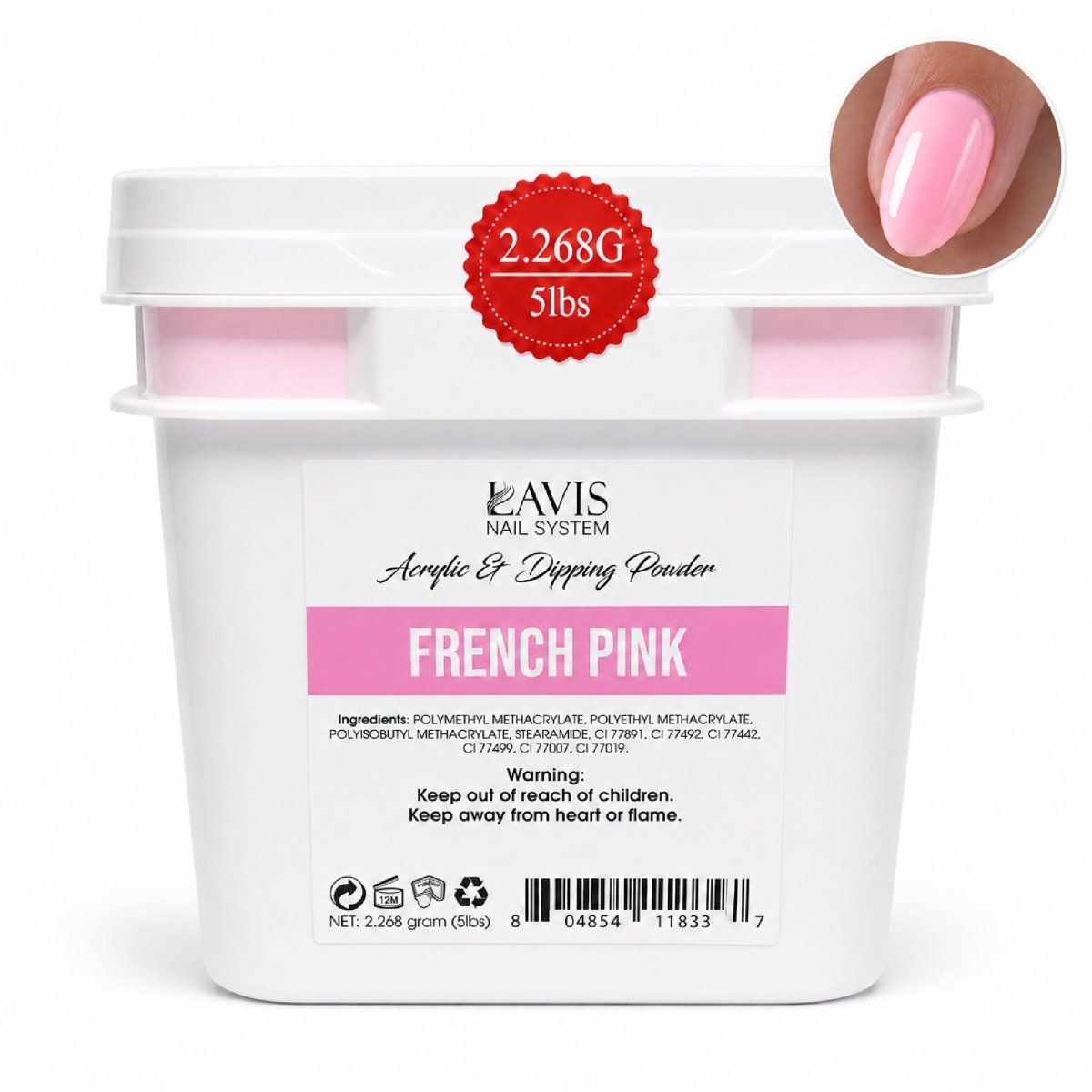 Lavis Acrylic & Dipping Powder - French Pink - 80oz (5lbs) - DTK Nail Supply