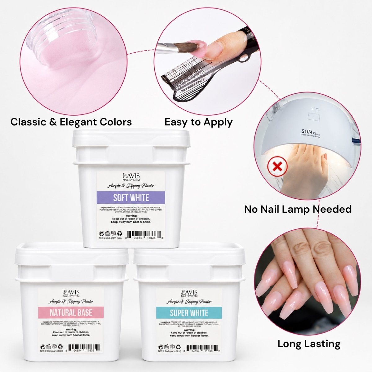 Lavis Acrylic & Dipping Powder - Natural Base - 80oz (5lbs) - DTK Nail Supply