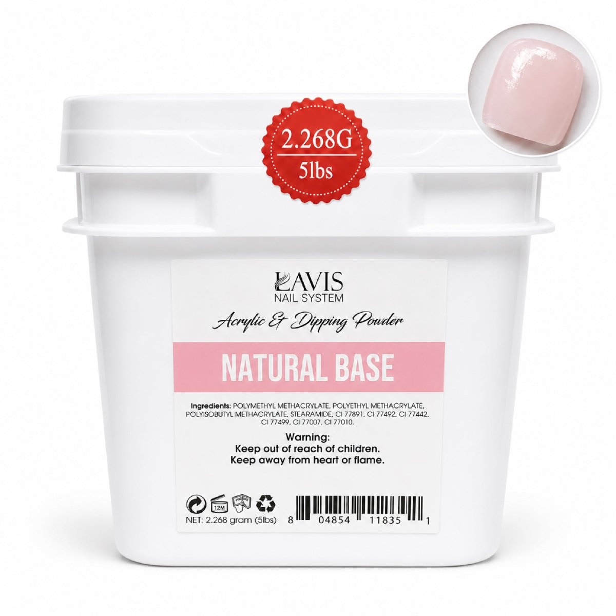 Lavis Acrylic & Dipping Powder - Natural Base - 80oz (5lbs) - DTK Nail Supply