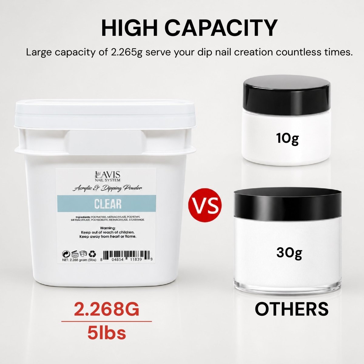 Lavis Acrylic & Dipping Powder - Natural Base - 80oz (5lbs) - DTK Nail Supply