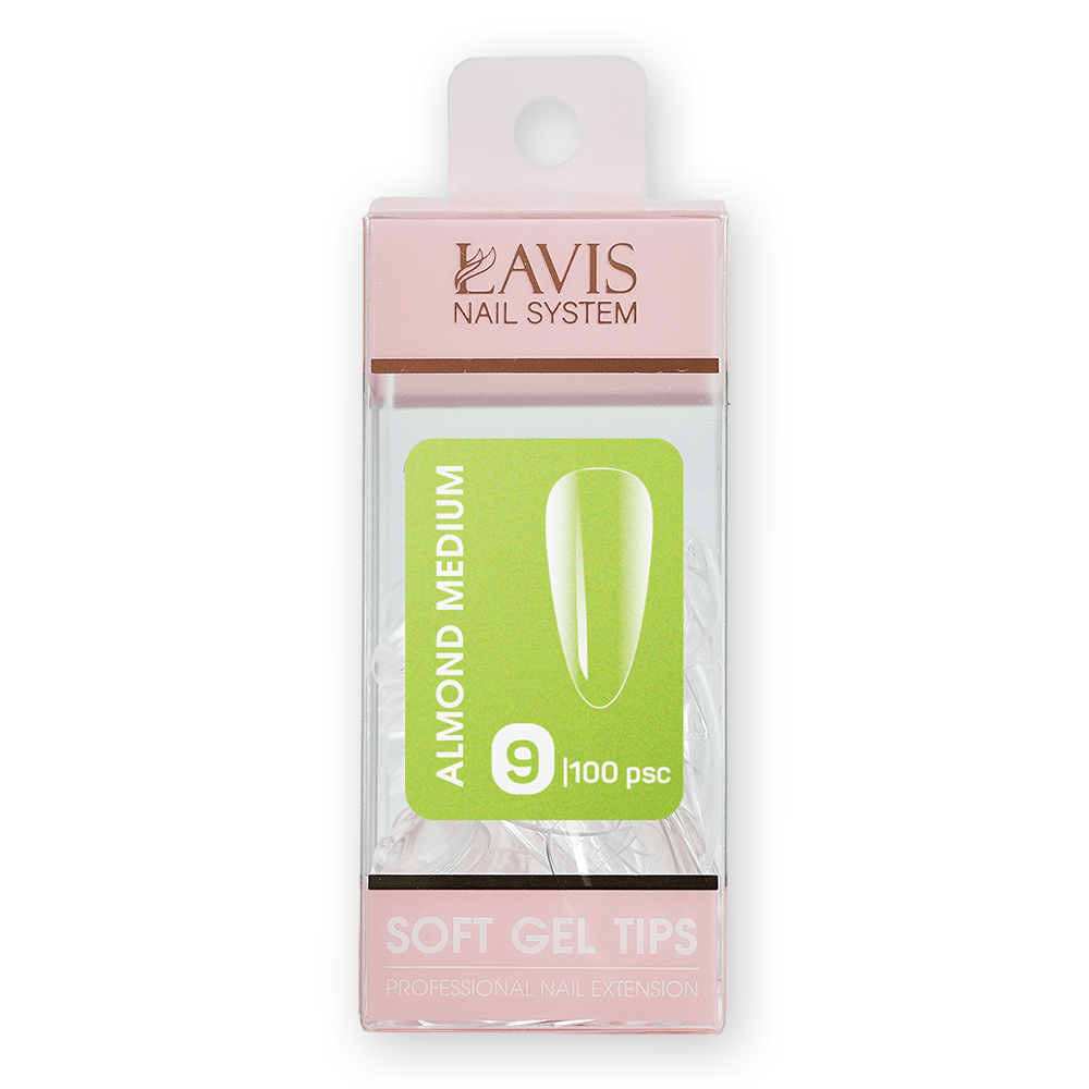 LAVIS Almond Medium - (100 pcs) - Soft Gel Tips Refill - DTK Nail Supply