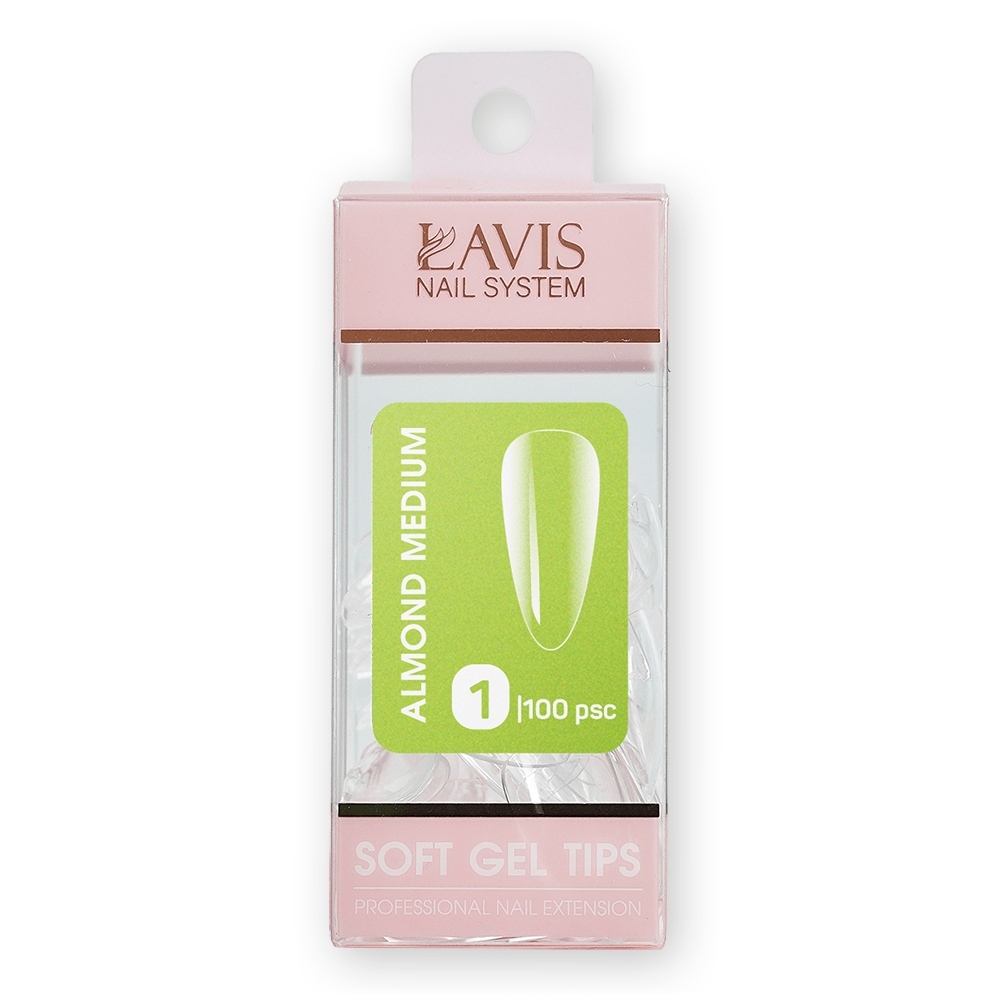 LAVIS Almond Medium - (100 pcs) - Soft Gel Tips Refill - DTK Nail Supply