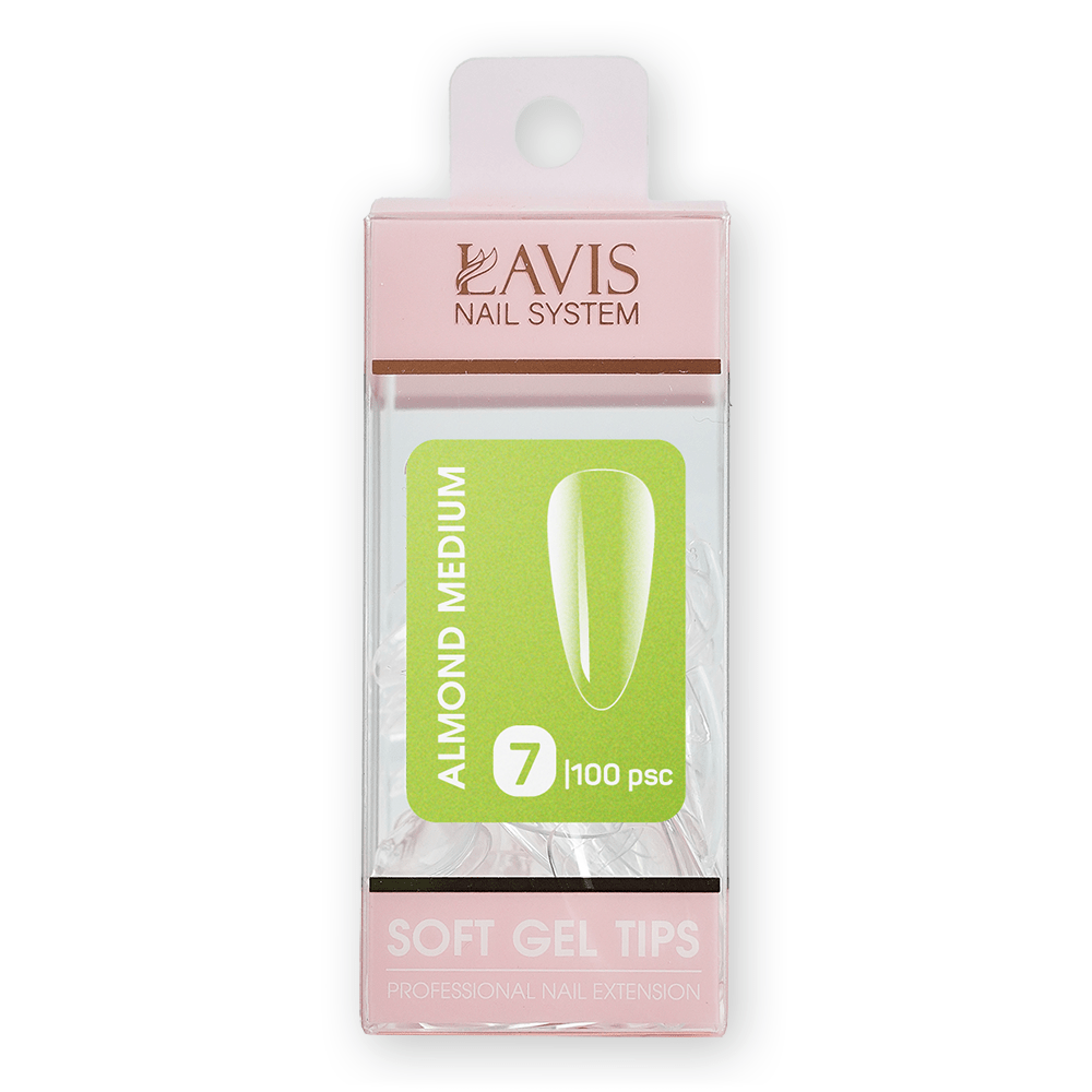 LAVIS Almond Medium - (100 pcs) - Soft Gel Tips Refill - DTK Nail Supply