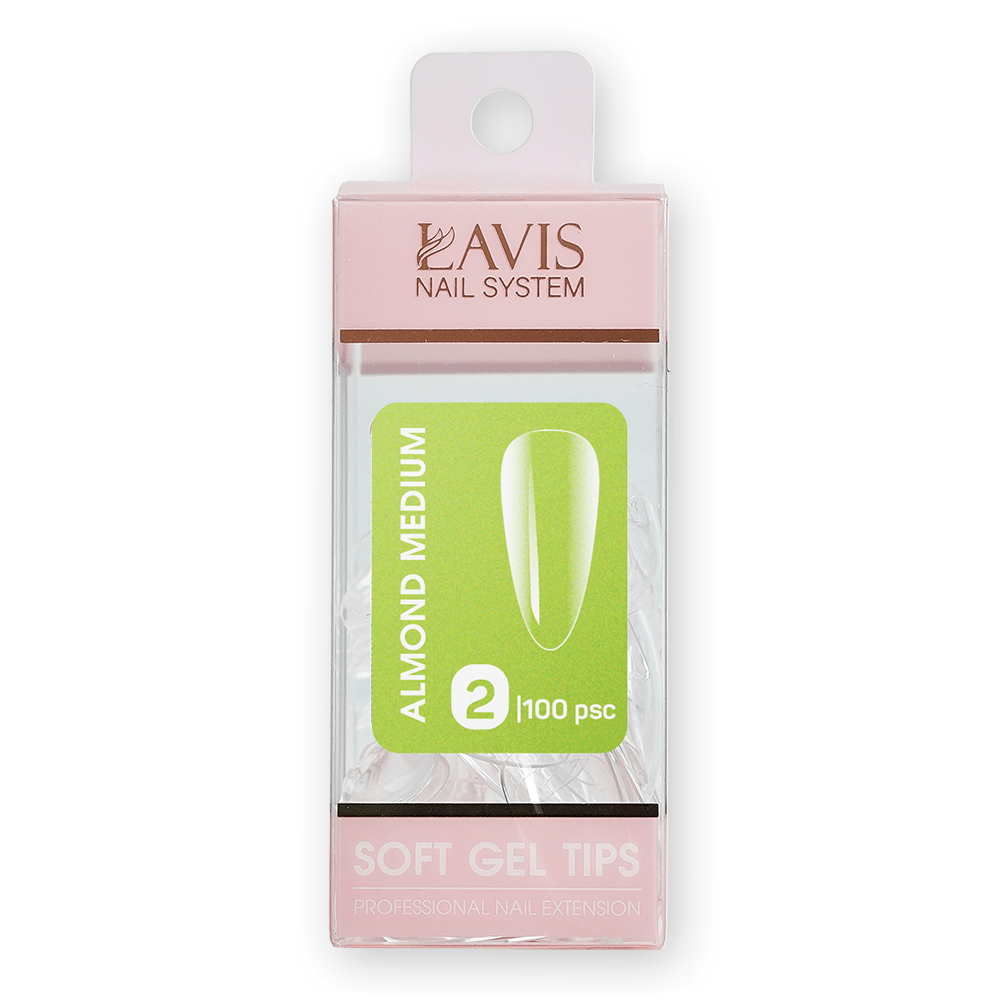 LAVIS Almond Medium - (100 pcs) - Soft Gel Tips Refill - DTK Nail Supply