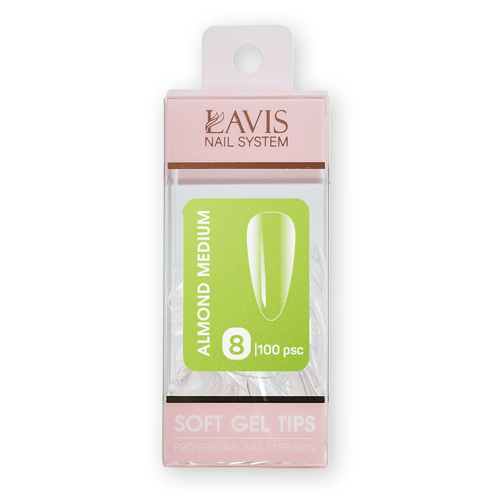 LAVIS Almond Medium - (100 pcs) - Soft Gel Tips Refill - DTK Nail Supply