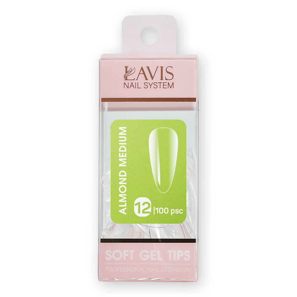 LAVIS Almond Medium - (100 pcs) - Soft Gel Tips Refill - DTK Nail Supply