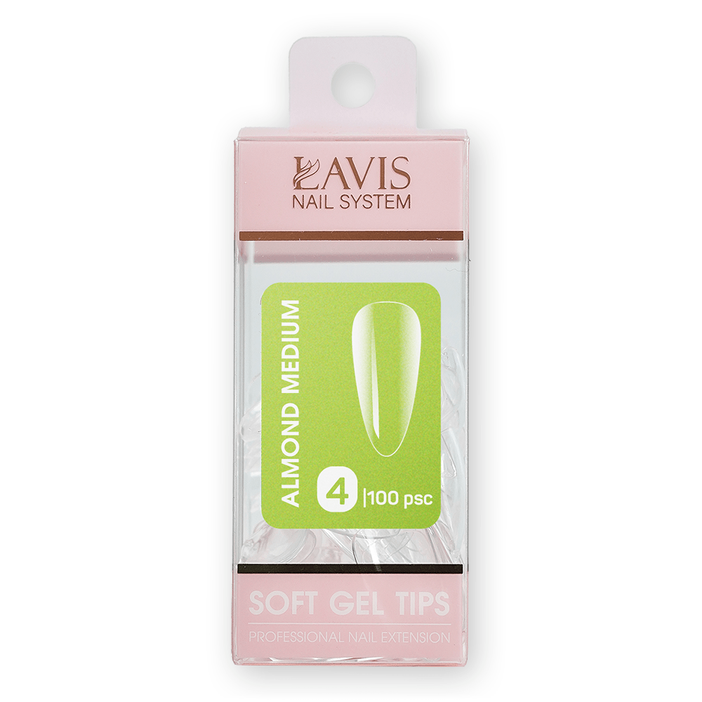 LAVIS Almond Medium - (100 pcs) - Soft Gel Tips Refill - DTK Nail Supply