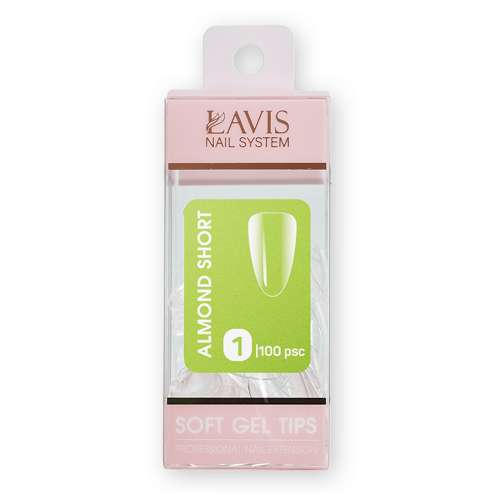LAVIS Almond Short - (100 pcs) - Soft Gel Tips Refill - DTK Nail Supply
