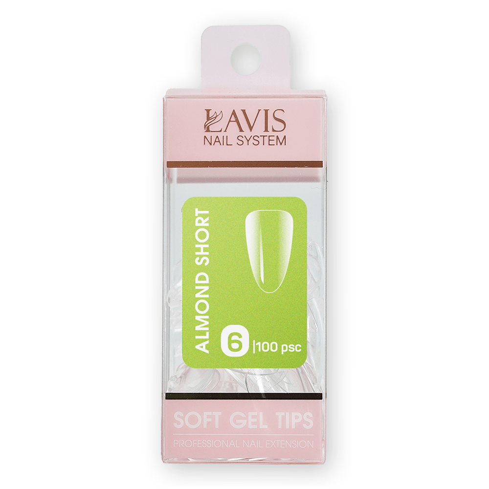LAVIS Almond Short - (100 pcs) - Soft Gel Tips Refill - DTK Nail Supply
