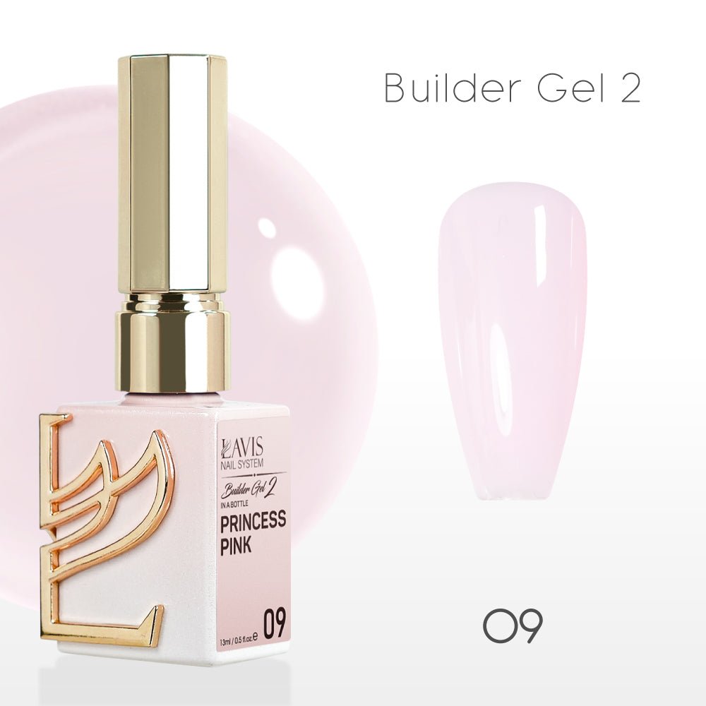 LAVIS Builder Gel 2 - 09 Princess Pink - Gel Polish 15ml - DTK Nail Supply