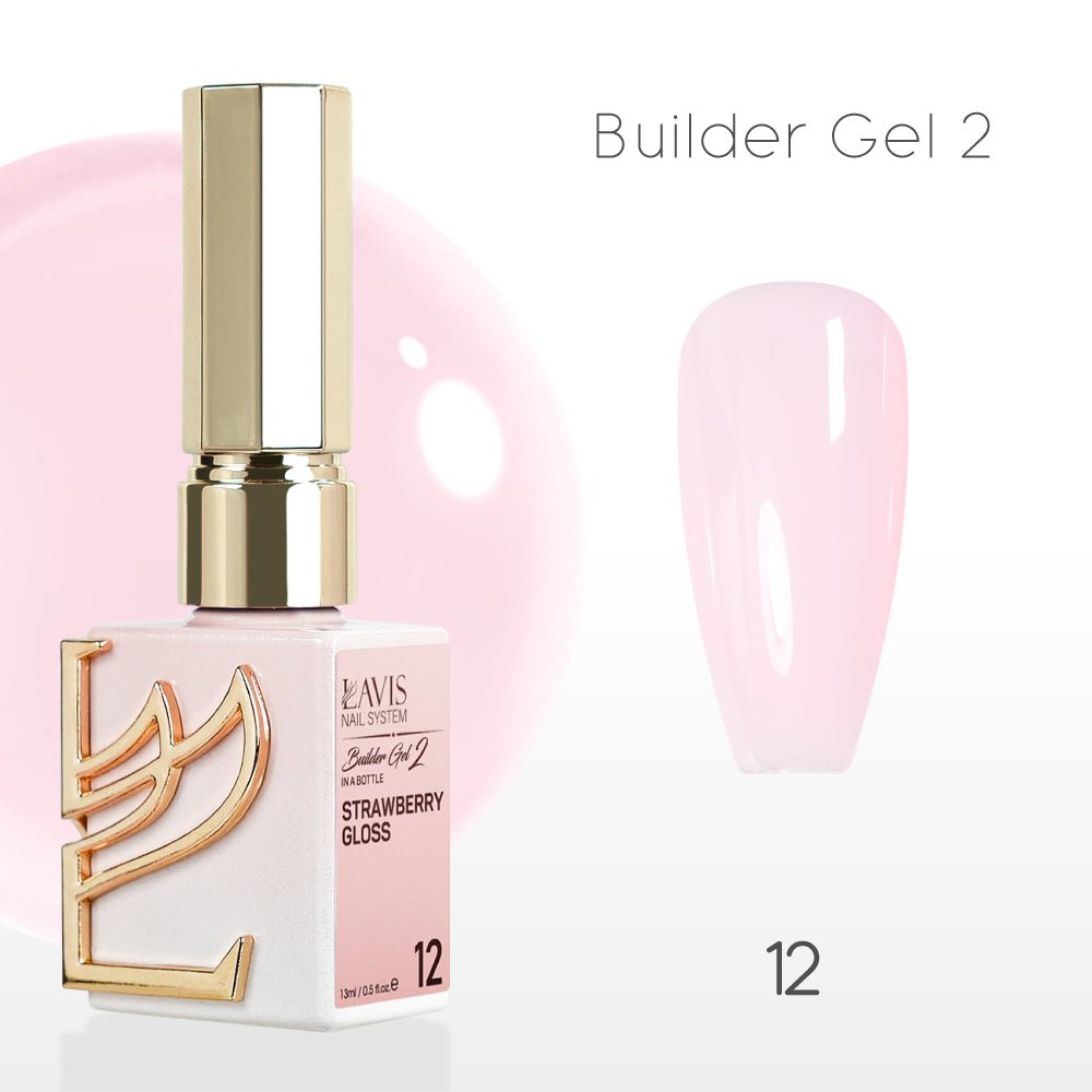LAVIS Builder Gel 2 - 12 Strawberry Gloss - Gel Polish 15ml - DTK Nail Supply
