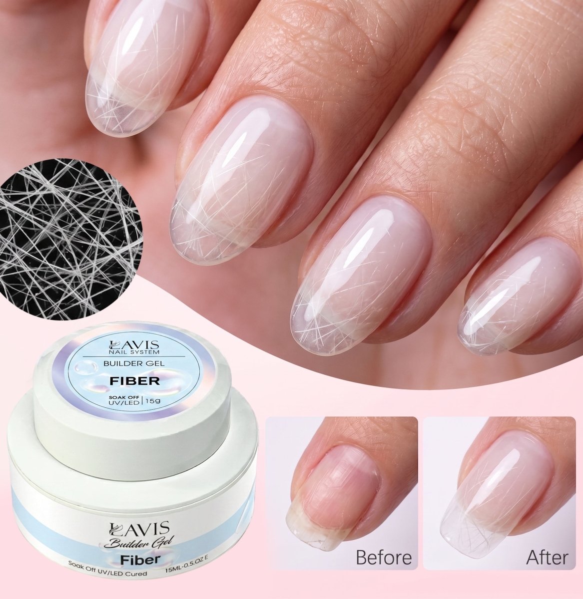 LAVIS Builder Gel - Fiber - 15g - DTK Nail Supply