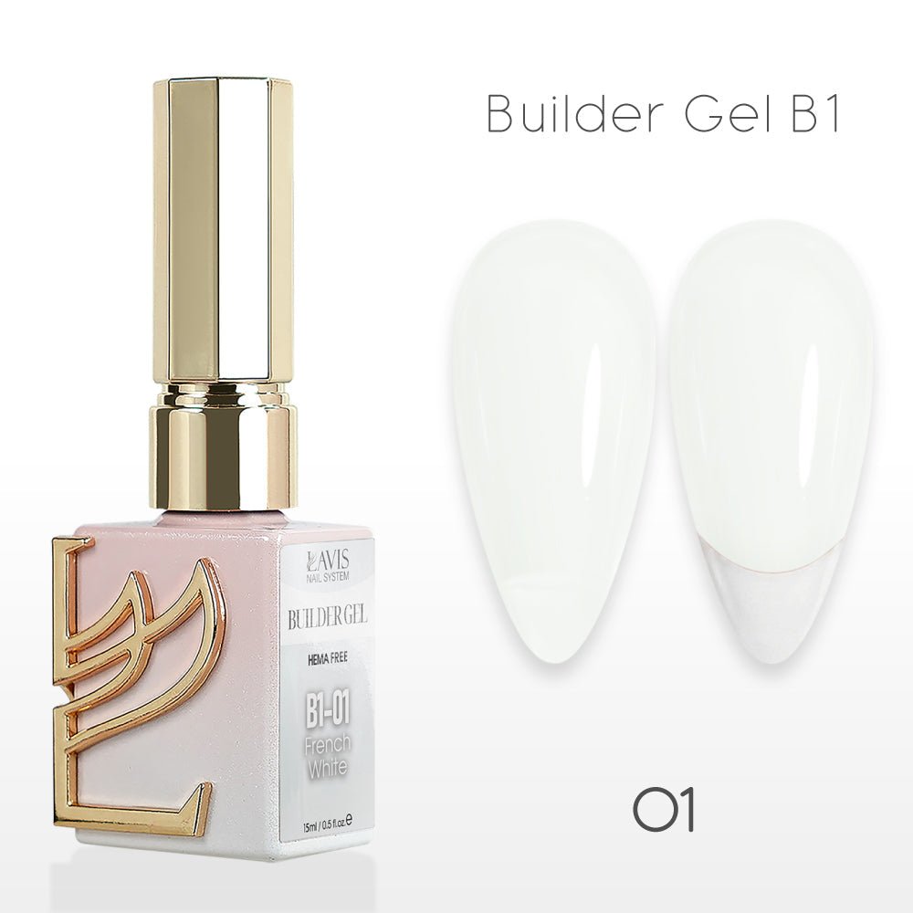 LAVIS Builder Gel In The Bottle - B1 - 01 French White - Gel Polish 0.5oz - DTK Nail Supply