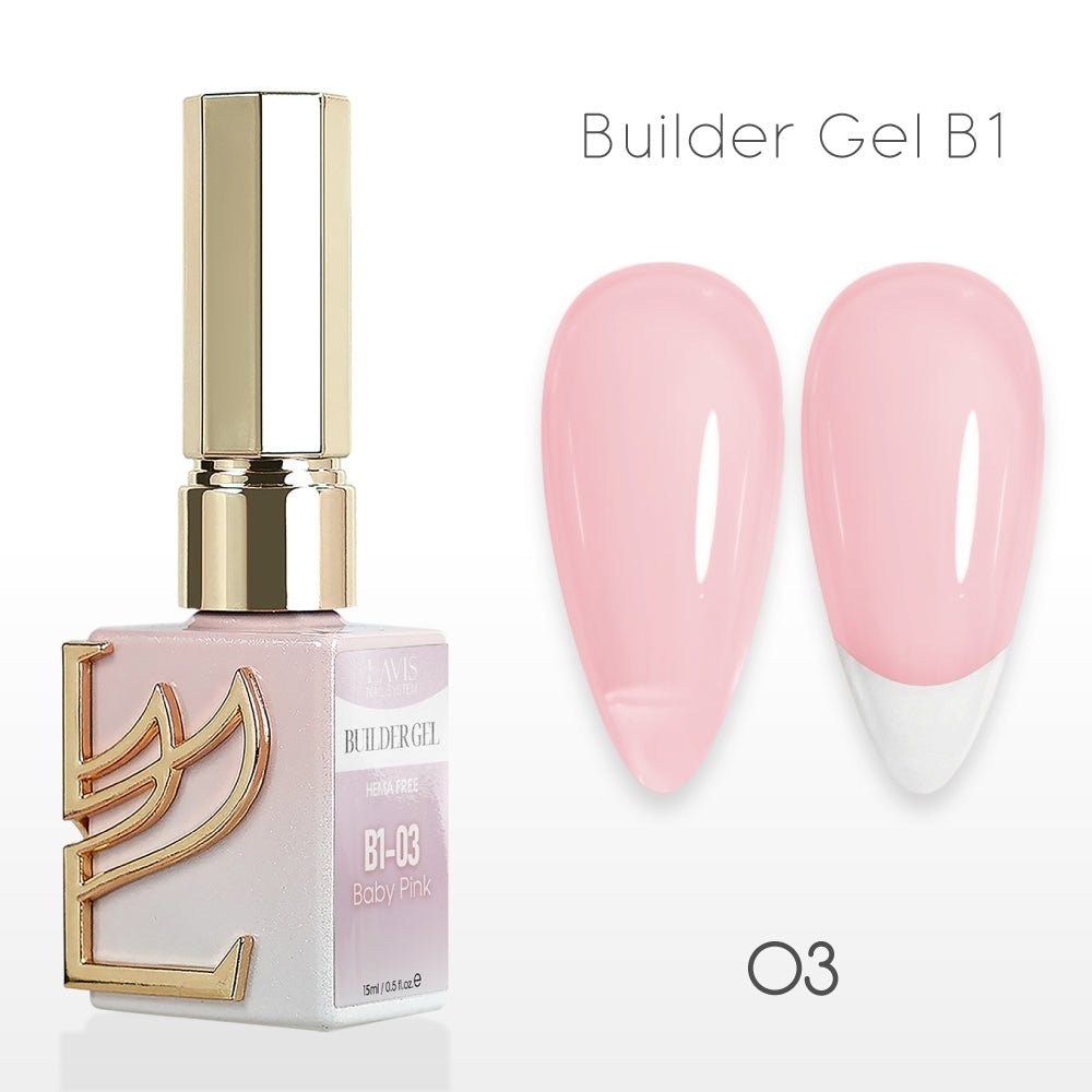 LAVIS Builder Gel In The Bottle - B1 - 03 Baby Pink - Gel Polish 0.5oz - DTK Nail Supply