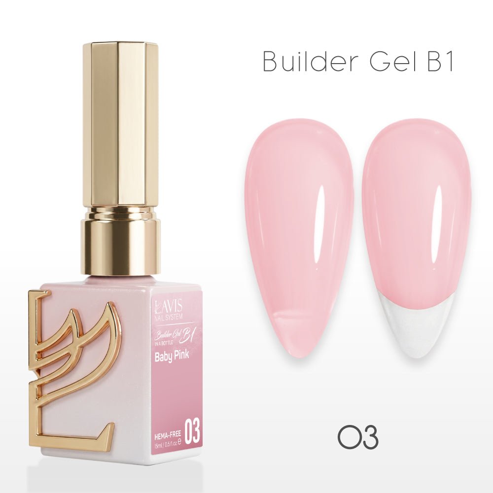 LAVIS Builder Gel In The Bottle - B1 - 03 Baby Pink - Gel Polish 0.5oz - DTK Nail Supply