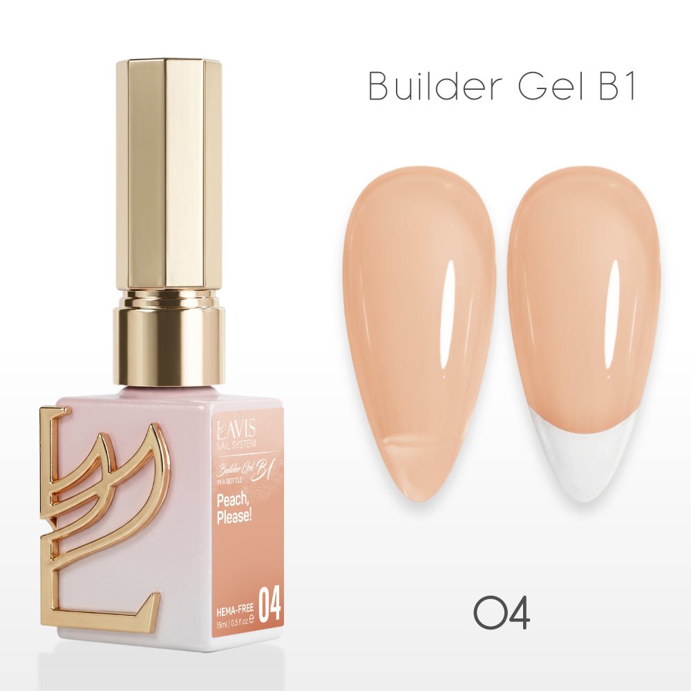LAVIS Builder Gel In The Bottle - B1 - 04 Peach Please! - Gel Polish 0.5oz - DTK Nail Supply
