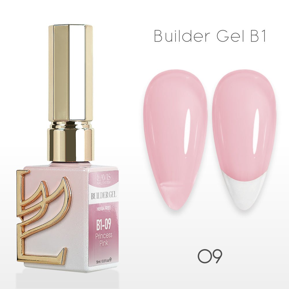 LAVIS Builder Gel In The Bottle - B1 - 09 Princess Pink - Gel Polish 0.5oz - DTK Nail Supply