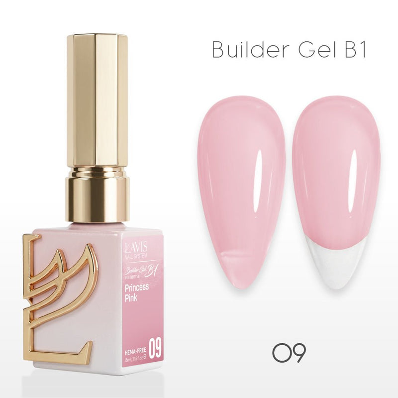 LAVIS Builder Gel In The Bottle - B1 - 09 Princess Pink - Gel Polish 0.5oz - DTK Nail Supply