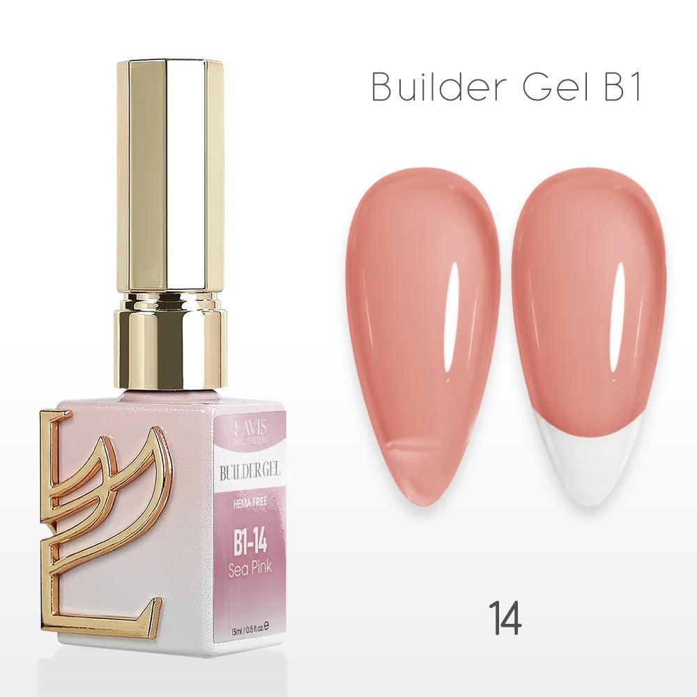 LAVIS Builder Gel In The Bottle - B1 - 14 Pink Press - Gel Polish 0.5oz - DTK Nail Supply