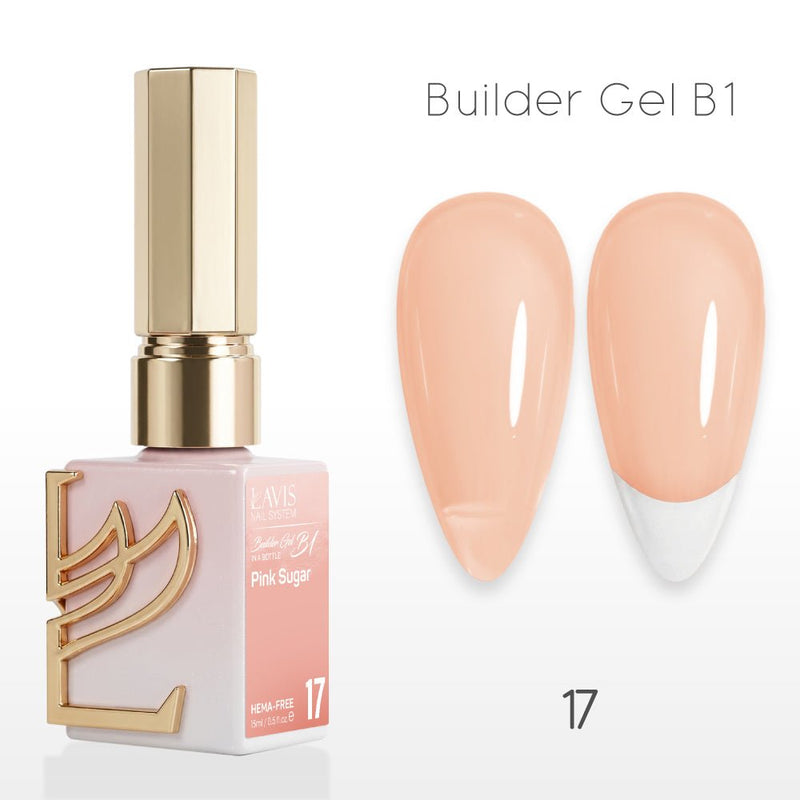 LAVIS Builder Gel In The Bottle - B1 - 17 Pink Sugar - Gel Polish 0.5oz - DTK Nail Supply