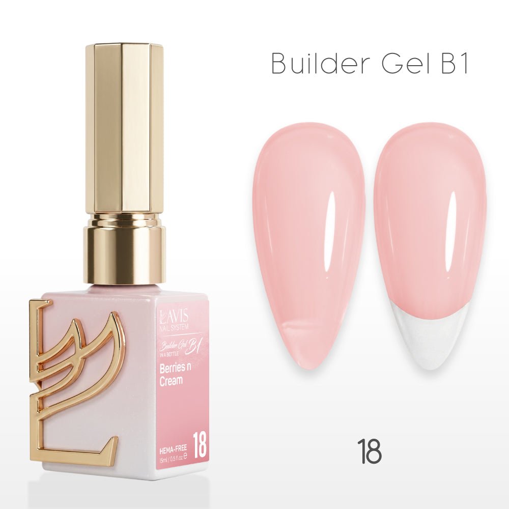 LAVIS Builder Gel In The Bottle - B1 - 18 Berries N Cream - Gel Polish 0.5oz - DTK Nail Supply