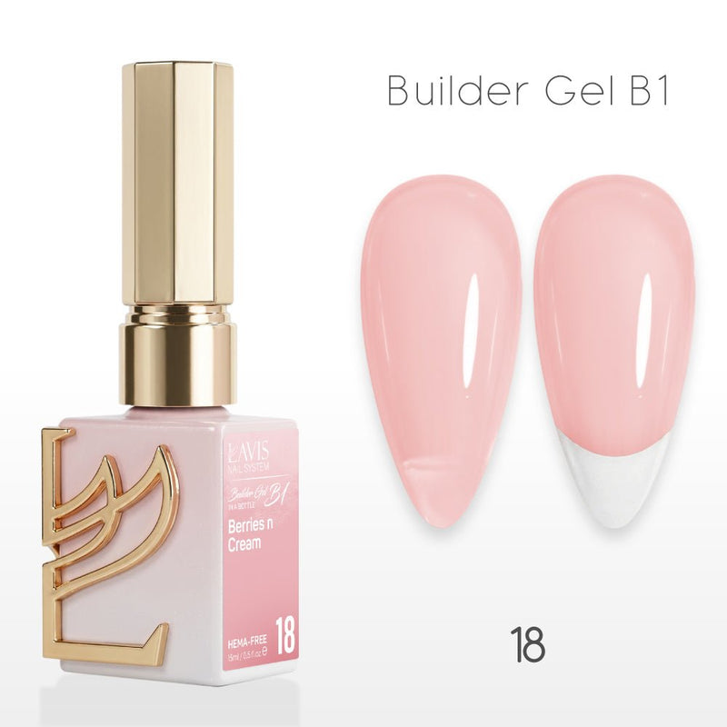 LAVIS Builder Gel In The Bottle - B1 - 18 Berries N Cream - Gel Polish 0.5oz - DTK Nail Supply