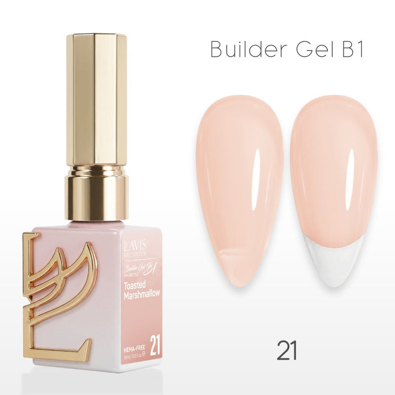LAVIS Builder Gel In The Bottle - B1 - 21 Toasted Marshmellow - Gel Polish 0.5oz - DTK Nail Supply