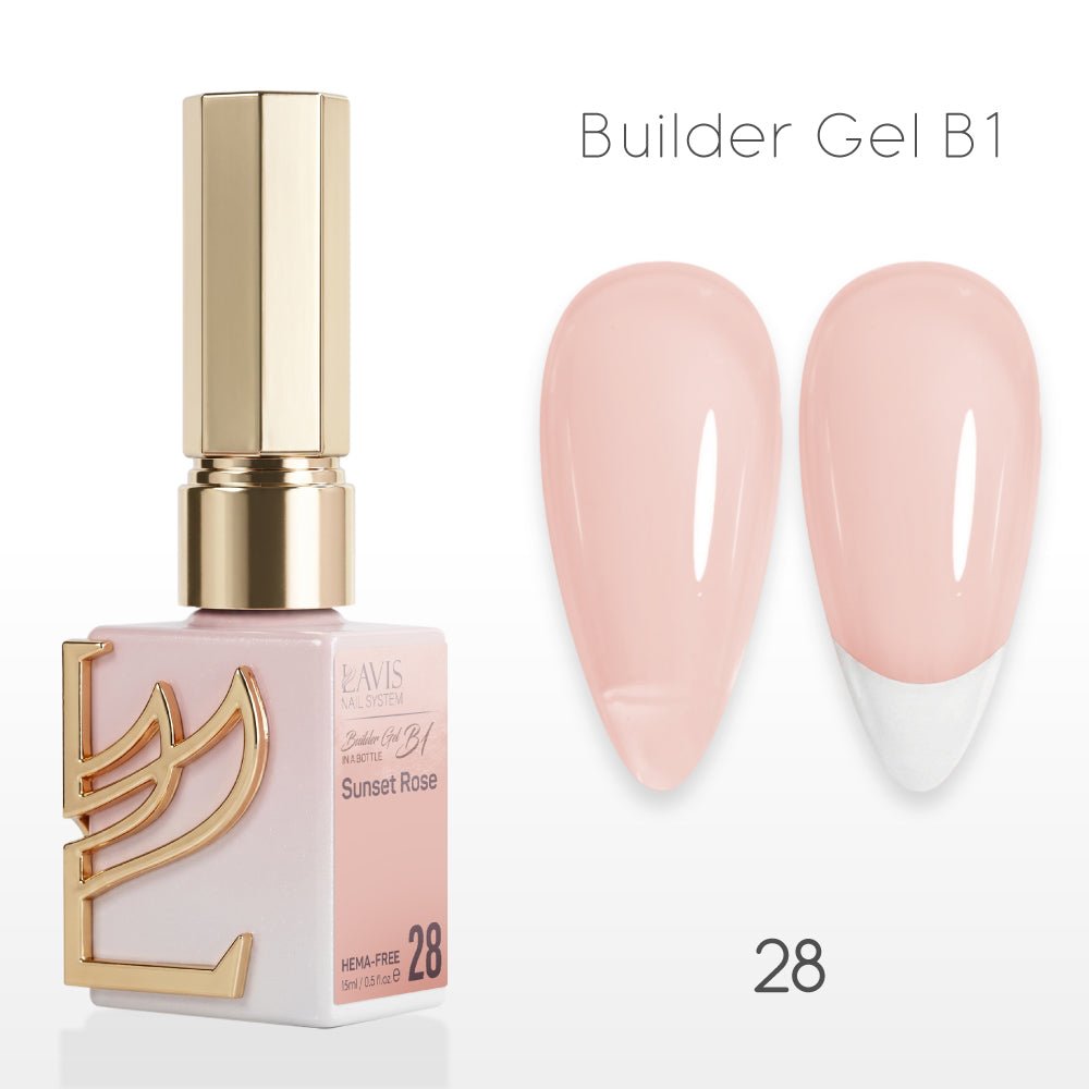 LAVIS Builder Gel In The Bottle - B1 - 28 Sunset Rose - Gel Polish 0.5oz - DTK Nail Supply