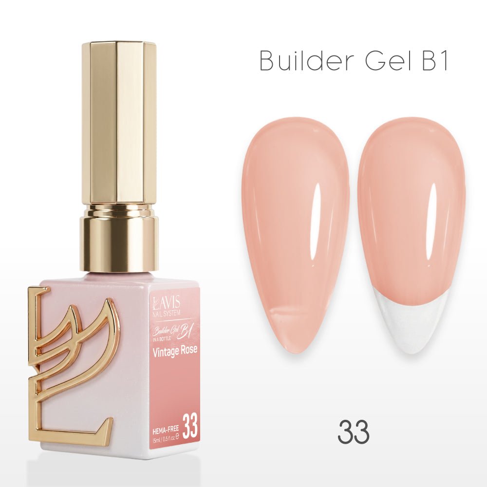 LAVIS Builder Gel In The Bottle - B1 - 33 Vintage Rose - Gel Polish 0.5oz - DTK Nail Supply