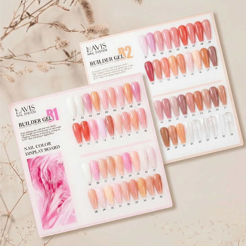 LAVIS Builder Gel In The Bottle - B1 & B2 - Set 72 Colors - Gel Polish 0.5oz - DTK Nail Supply