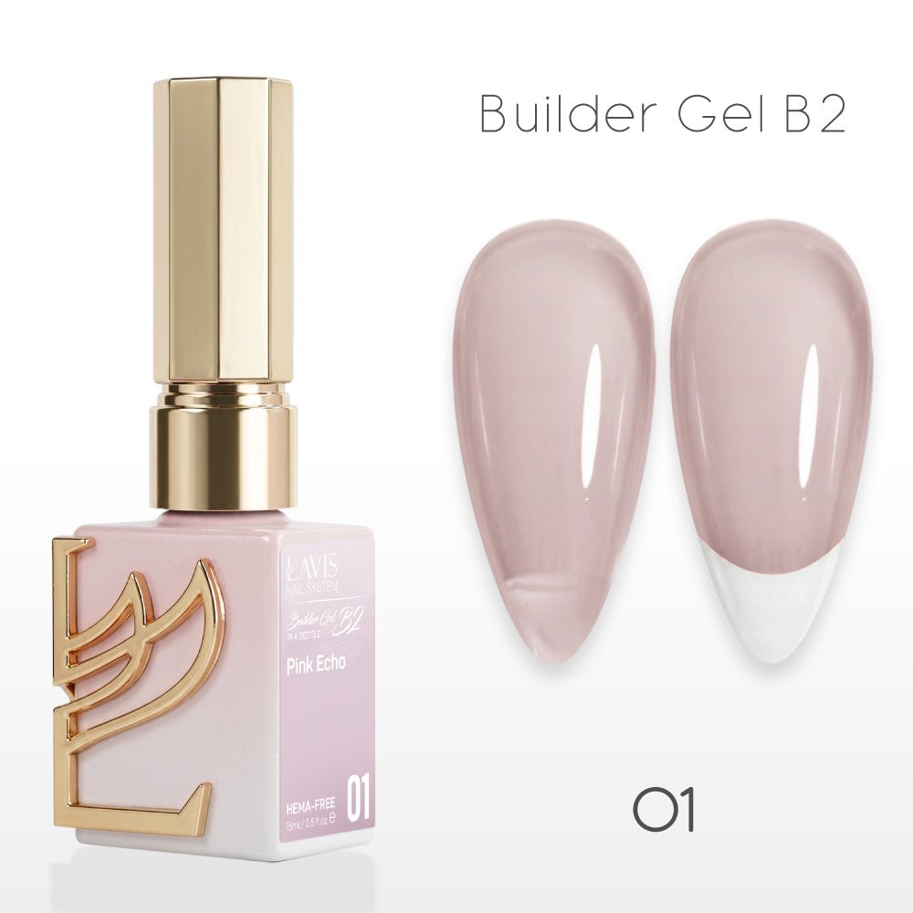 LAVIS Builder Gel In The Bottle - B2 - 01 Pink Echo - Gel Polish 0.5oz - DTK Nail Supply
