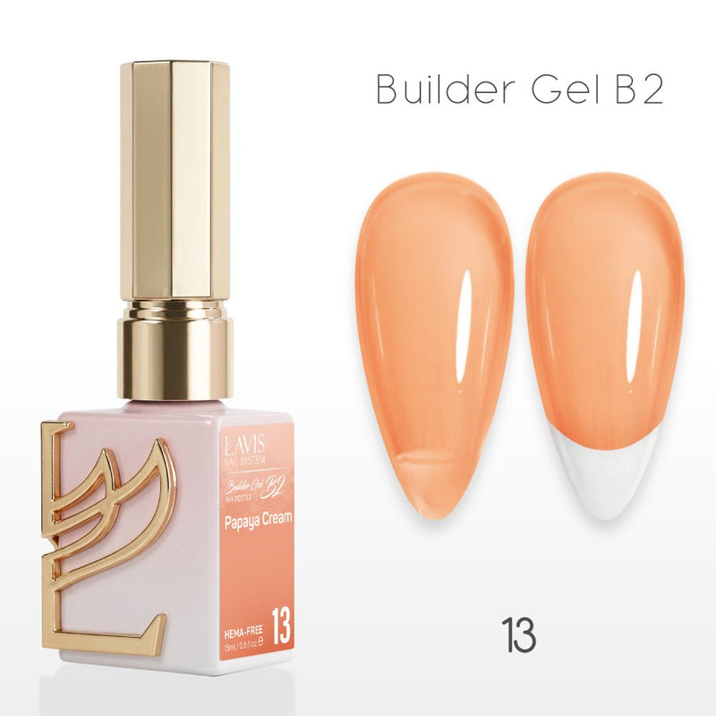 LAVIS Builder Gel In The Bottle - B2 - 13 Papaya Cream - Gel Polish 0.5oz - DTK Nail Supply