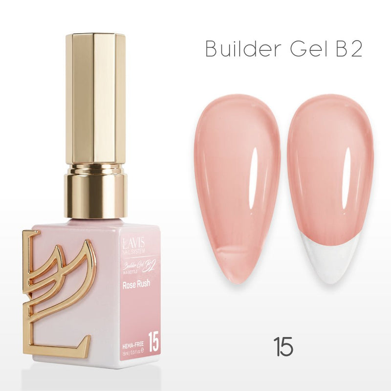 LAVIS Builder Gel In The Bottle - B2 - 15 Rose Rush - Gel Polish 0.5oz - DTK Nail Supply