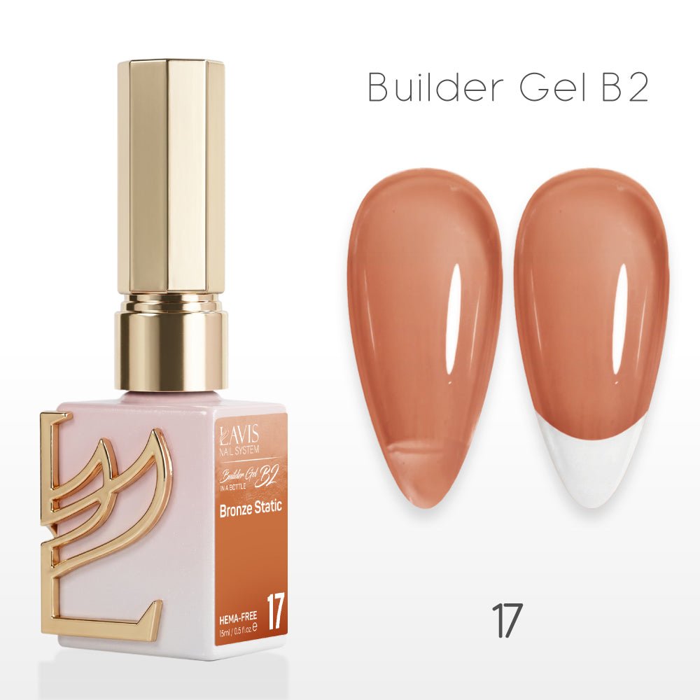 LAVIS Builder Gel In The Bottle - B2 - 17 Bronze Stalic - Gel Polish 0.5oz - DTK Nail Supply