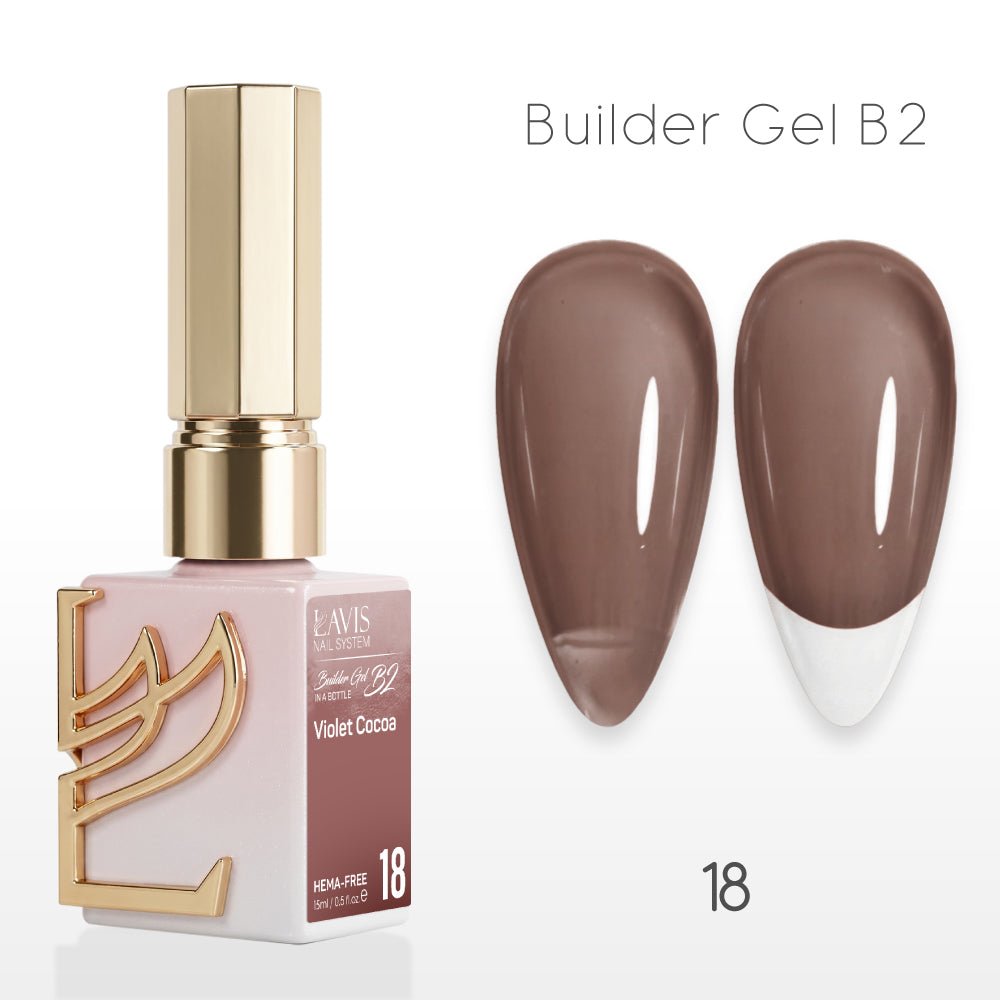 LAVIS Builder Gel In The Bottle - B2 - 18 Violet Cocoa - Gel Polish 0.5oz - DTK Nail Supply