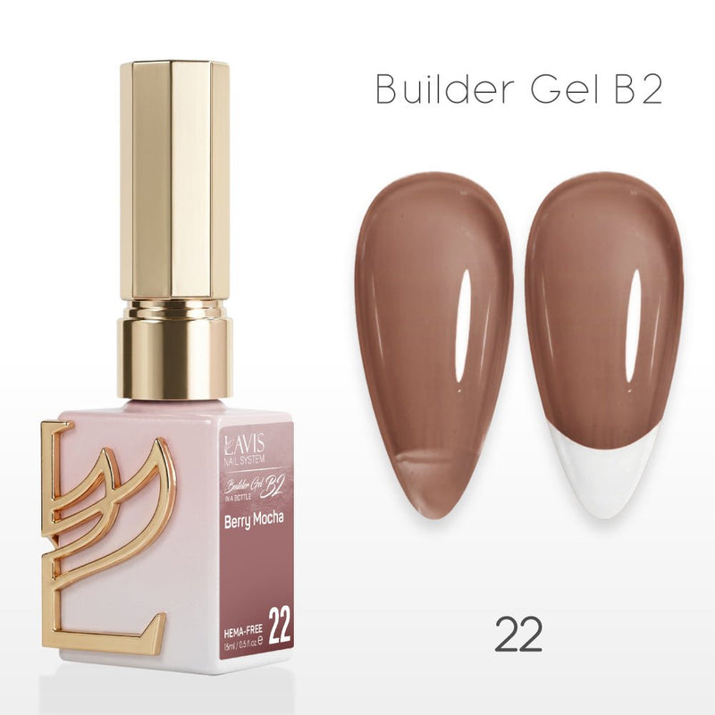LAVIS Builder Gel In The Bottle - B2 - 22 Berry Mocha - Gel Polish 0.5oz - DTK Nail Supply