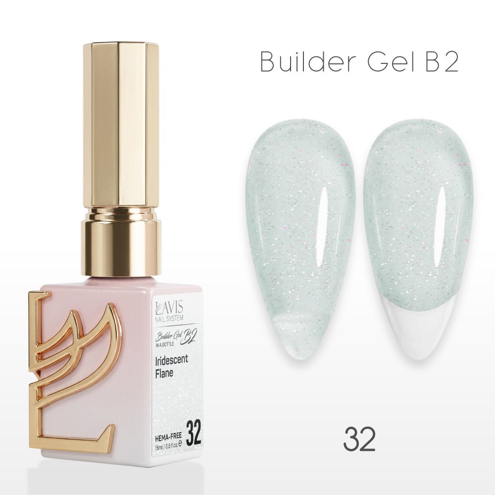 LAVIS Builder Gel In The Bottle - B2 - 32 Irioescent Flare - Gel Polish 0.5oz - DTK Nail Supply