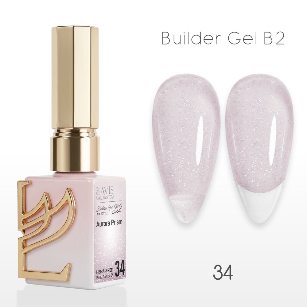LAVIS Builder Gel In The Bottle - B2 - 34 Aurora Prism - Gel Polish 0.5oz - DTK Nail Supply