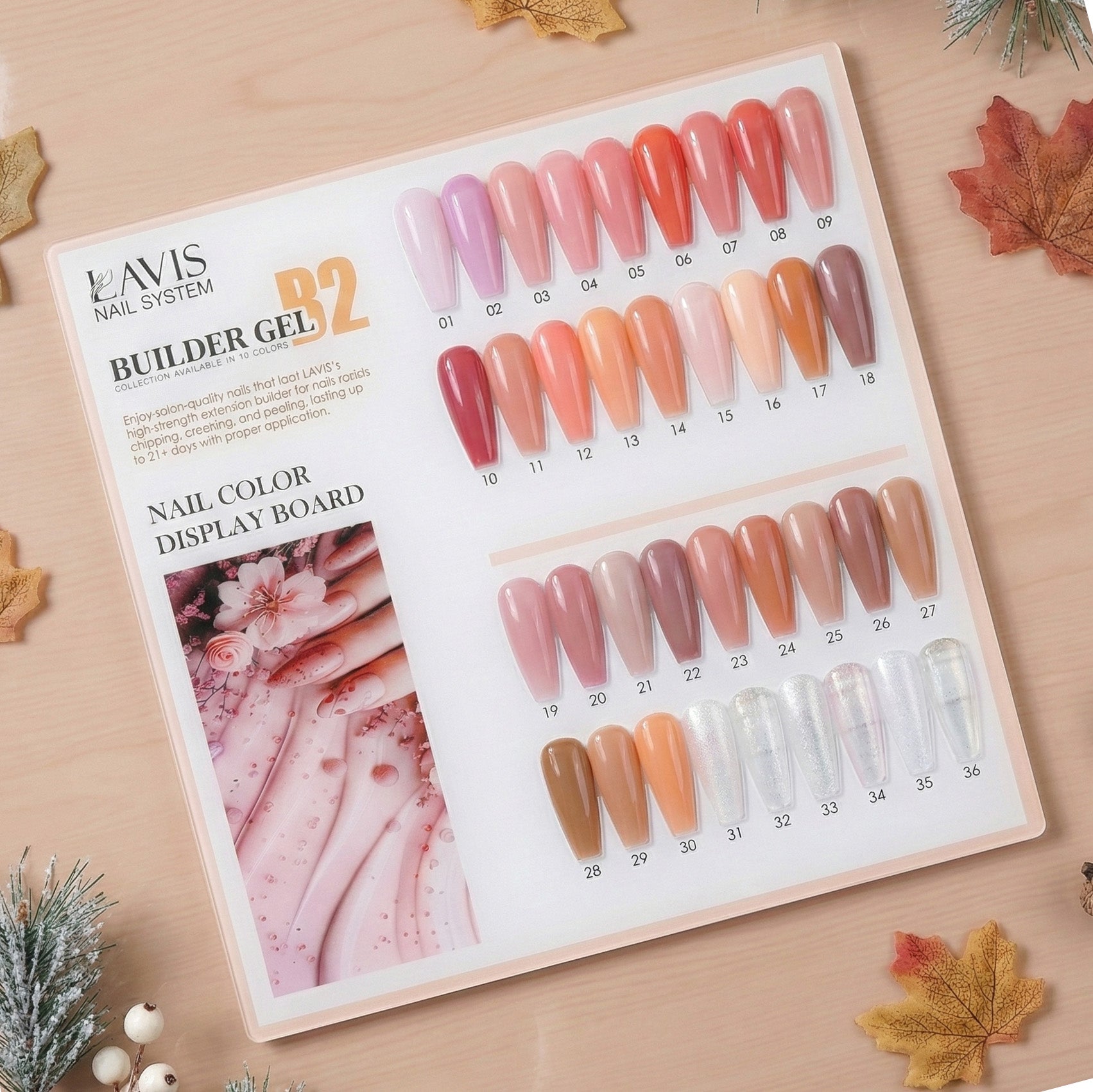 LAVIS Builder Gel In The Bottle - B2 - Set 36 Colors - Gel Polish 0.5oz - DTK Nail Supply