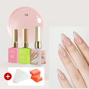 LAVIS Builder Gel in the Bottle Kit 3, FREE 5 MINI FILES + 3 BUFFERS: 14 - Pink Press, Base, Top - 15ml - DTK Nail Supply