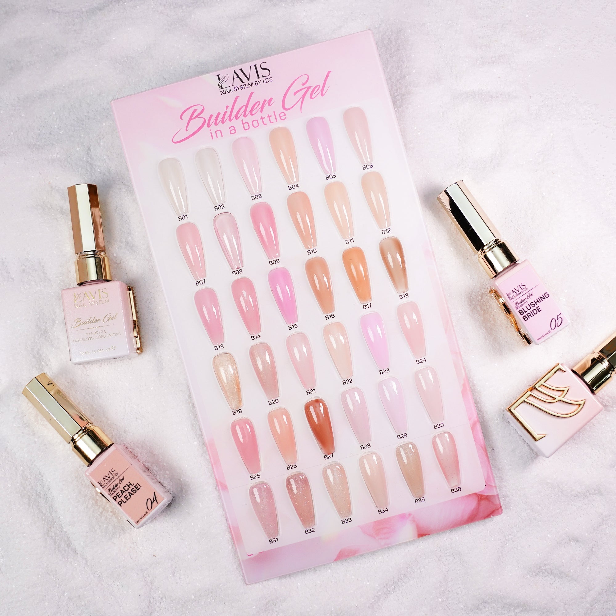 LAVIS Builder Gel In The Bottle Set 36 Colors - DTK Nail Supply