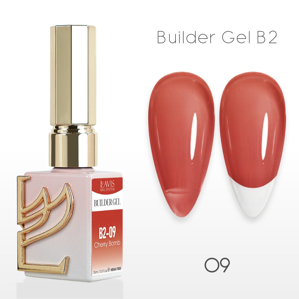 LAVIS Builder Gel In The Bottle (Ver 3) - B2 - 09 Cherry Bomb - Gel Polish 0.5oz - DTK Nail Supply