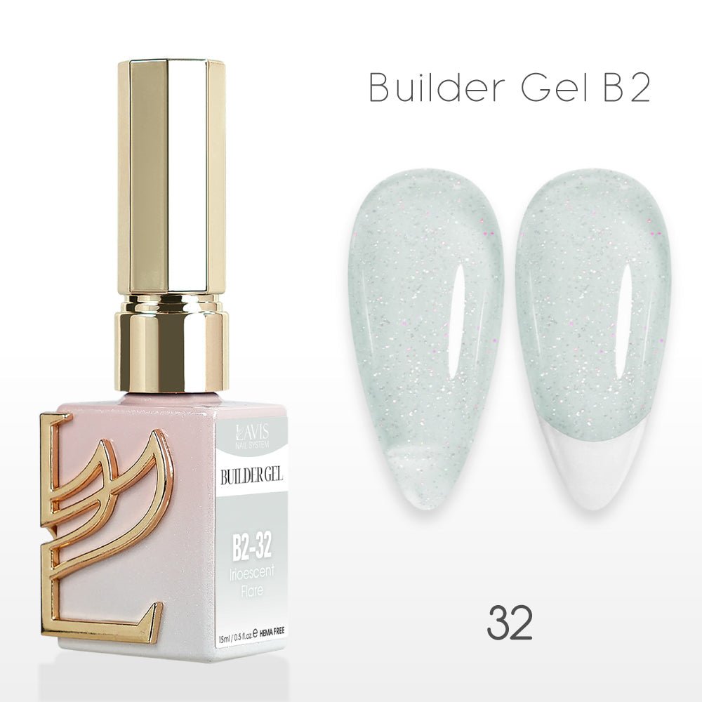 LAVIS Builder Gel In The Bottle (Ver 3) - B2 - 32 Irioescent Flare - Gel Polish 0.5oz - DTK Nail Supply