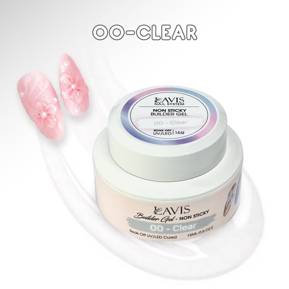 LAVIS Builder Gel Jar Non Sticky - 00 Clear 15g - DTK Nail Supply