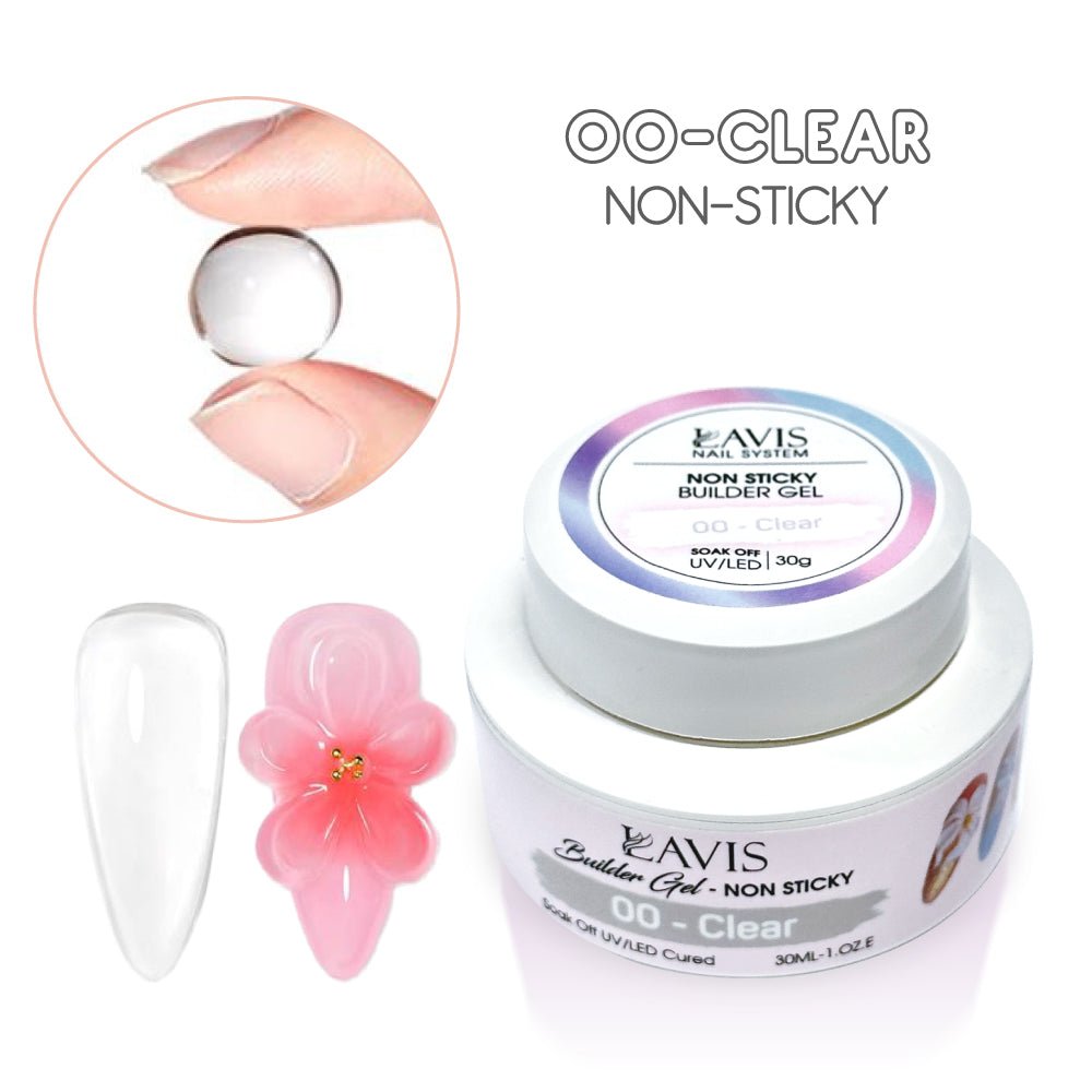 LAVIS Builder Gel Jar Non Sticky - 00 Clear 30g - DTK Nail Supply