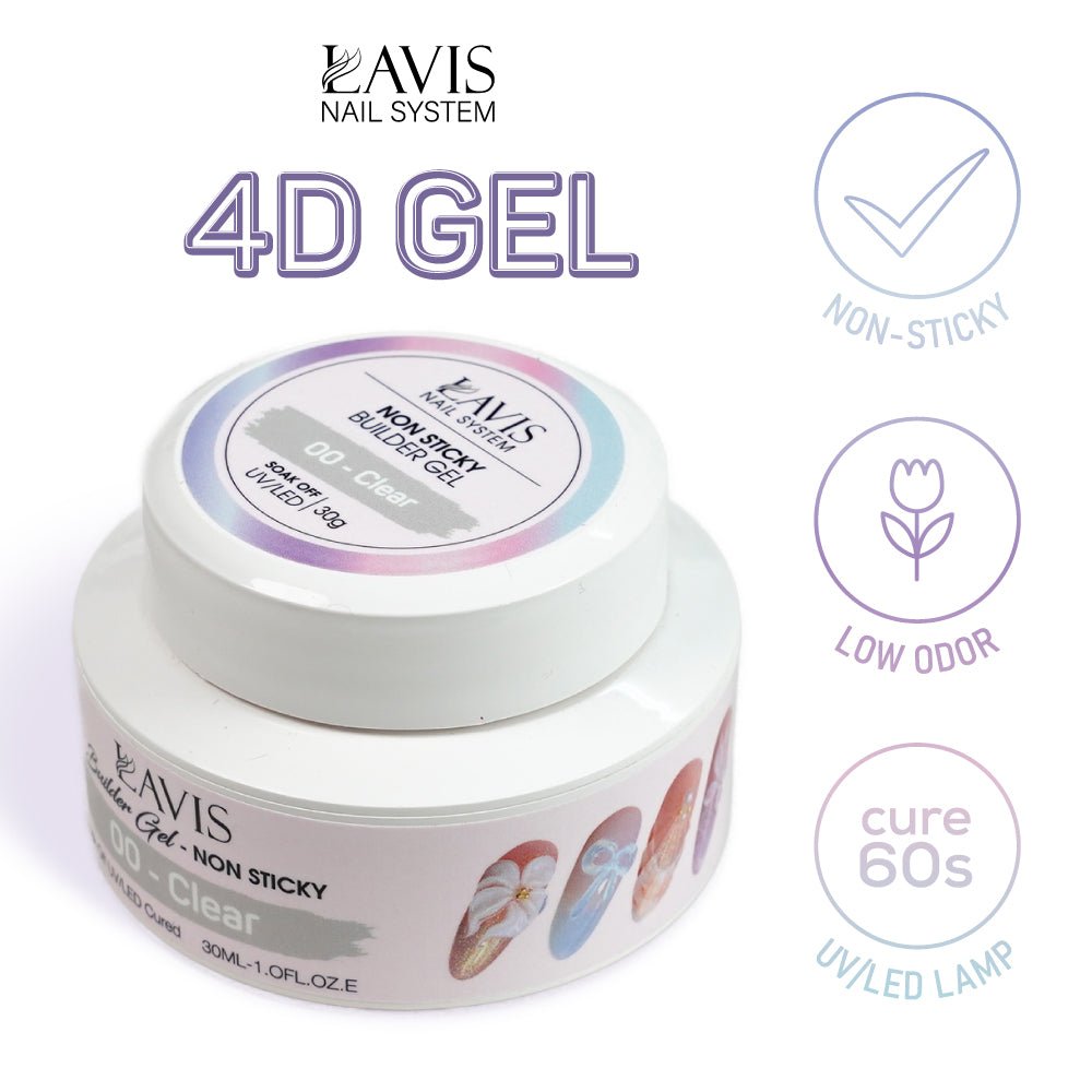 LAVIS Builder Gel Jar Non Sticky - 00 Clear 30g - DTK Nail Supply