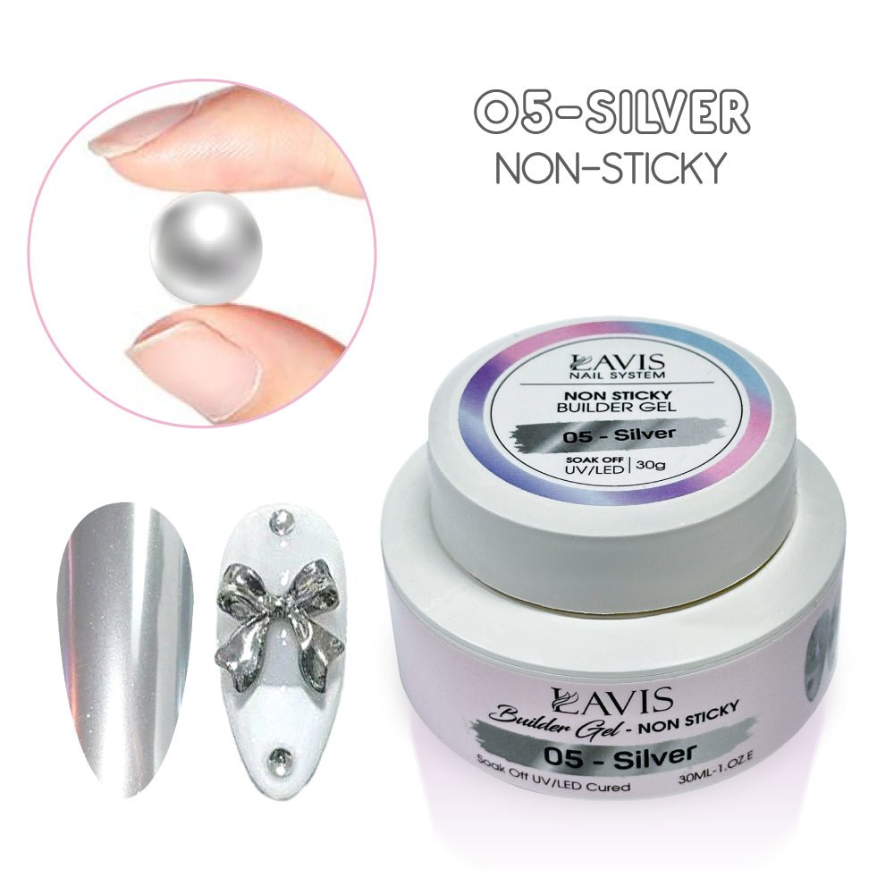 LAVIS Builder Gel Jar Non Sticky - 05 Silver 30g - DTK Nail Supply